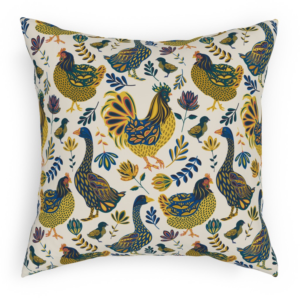 French Farm - Multi Pillow, Woven, Beige, 18x18, Single Sided, Multicolor