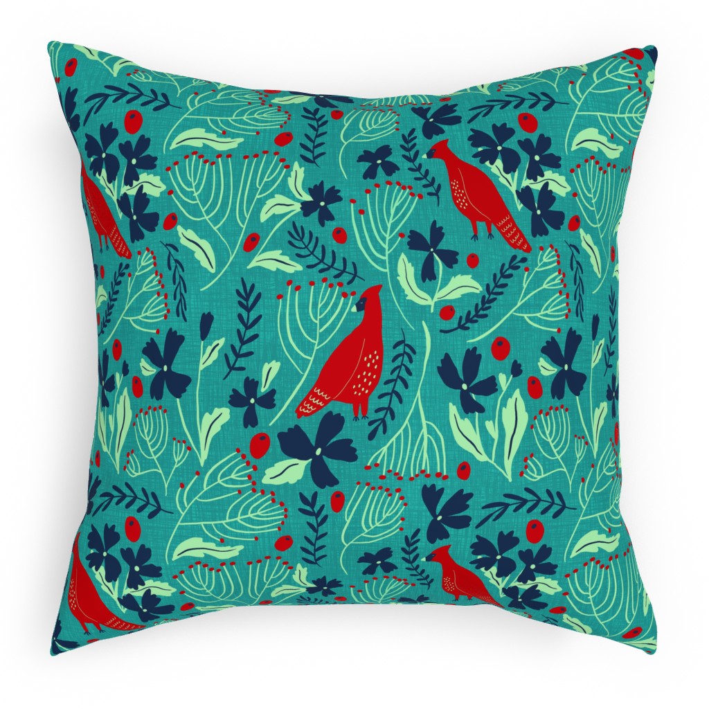 Winter Wonder - Green Pillow, Woven, Beige, 18x18, Single Sided, Green, Classic Green