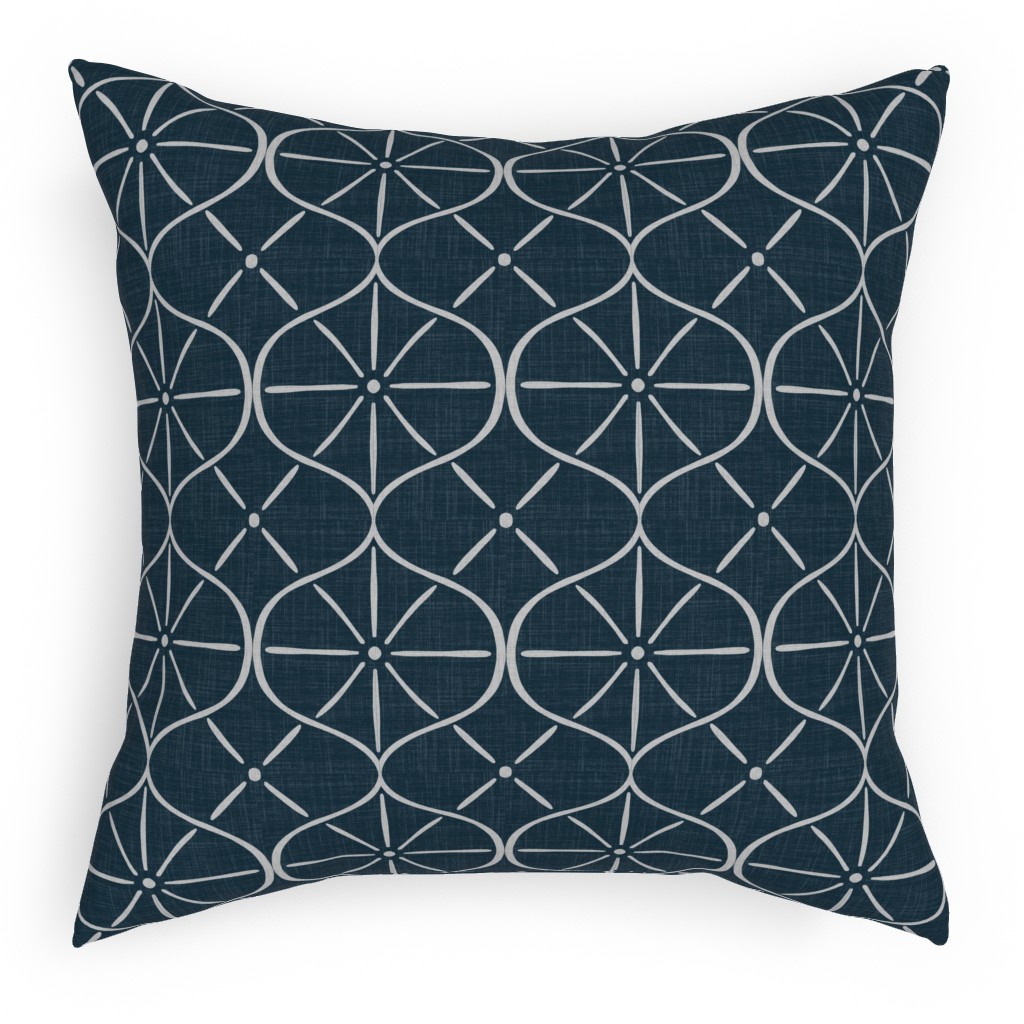 Ovalesque - Blue Pillow, Woven, Beige, 18x18, Single Sided, Blue