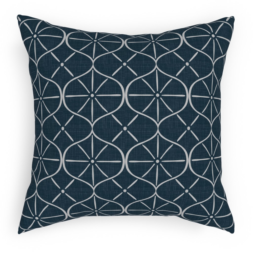 Ovalesque - Blue Pillow, Woven, Beige, 18x18, Single Sided, Blue, True Blue