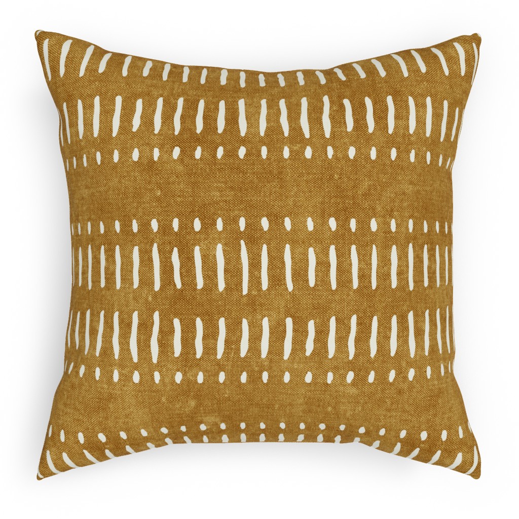 Dash Dot Stripes Pillow, Woven, Beige, 18x18, Single Sided, Yellow