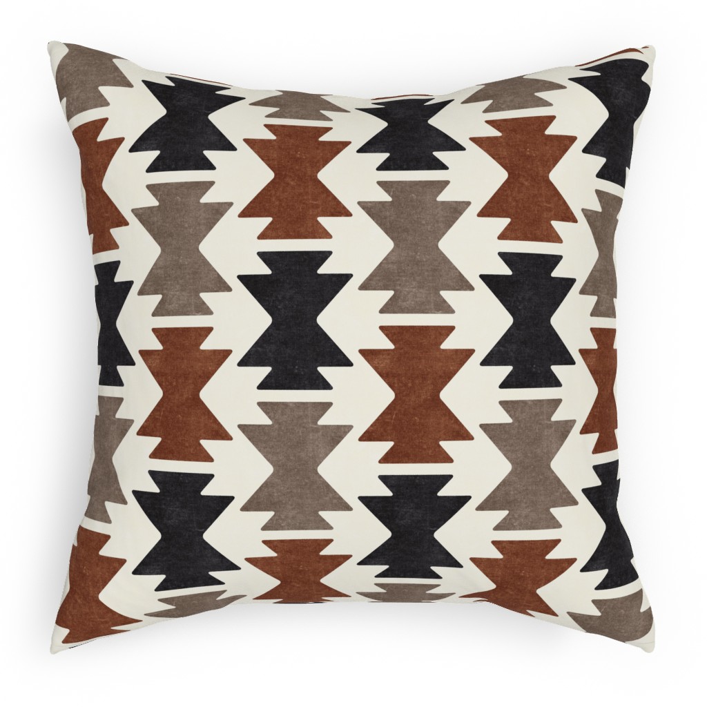 Bohemian Aztec Pillow, Woven, Beige, 18x18, Single Sided, Brown, Chestnut