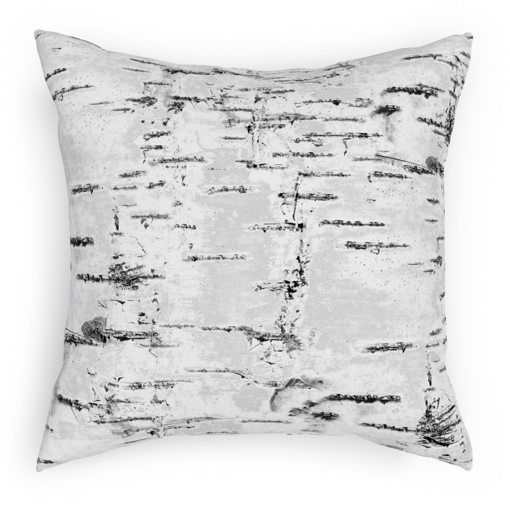 Birch Bark - White, Gray Pillow, Woven, Beige, 18x18, Single Sided, Gray