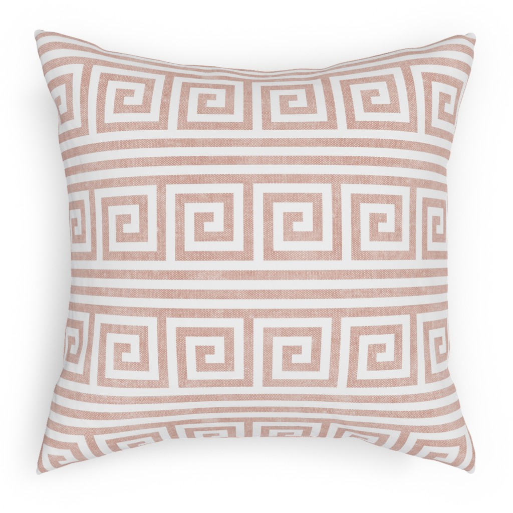 Green Key Stripes - Pink Pillow, Woven, Beige, 18x18, Single Sided, Pink, Bright Pink