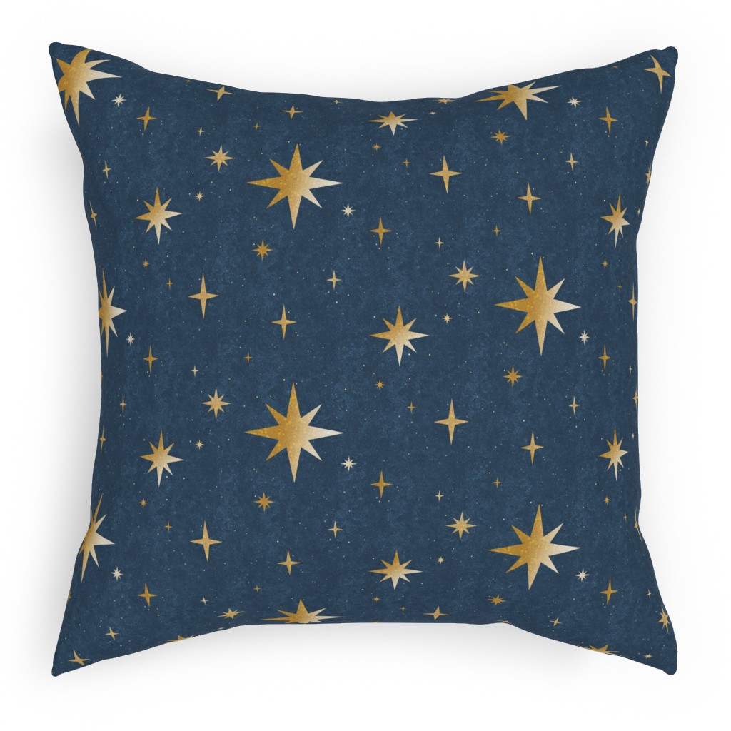 Art Deco Starbursts - Blue Pillow, Woven, Black, 18x18, Single Sided, Blue