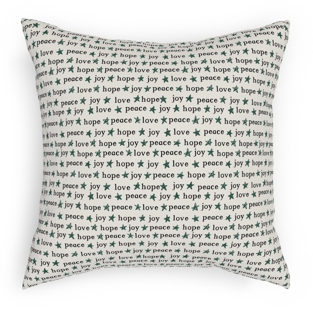 Peace Love Hope Joy - Beige Pillow, Woven, Black, 18x18, Single Sided, Beige, Pearl
