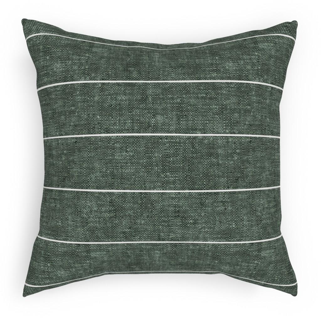 Farmhouse Stripes - Restoration Green Pillow, Woven, Black, 18x18, Single Sided, Green