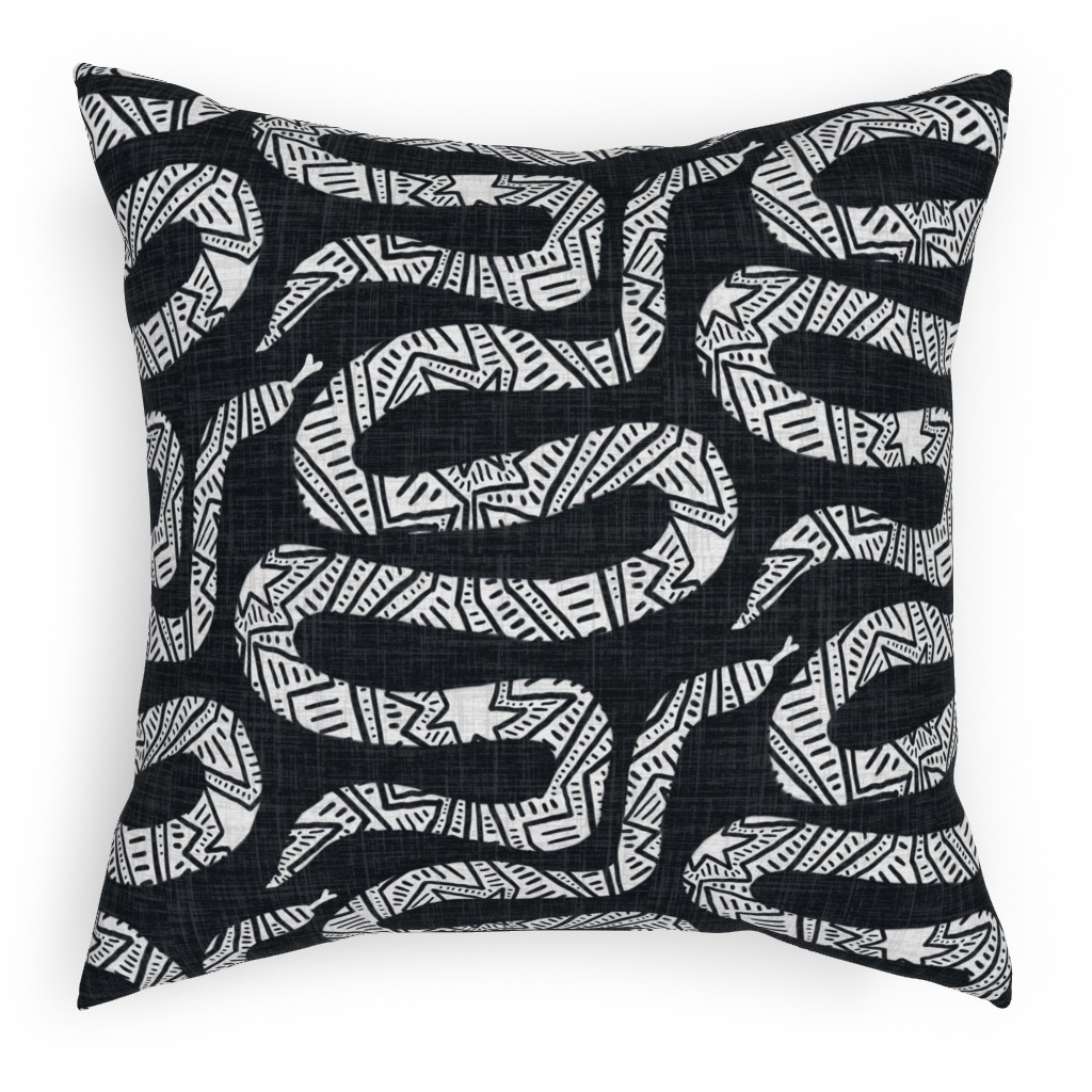 Snake Study - Black Pillow, Woven, Black, 18x18, Single Sided, Black