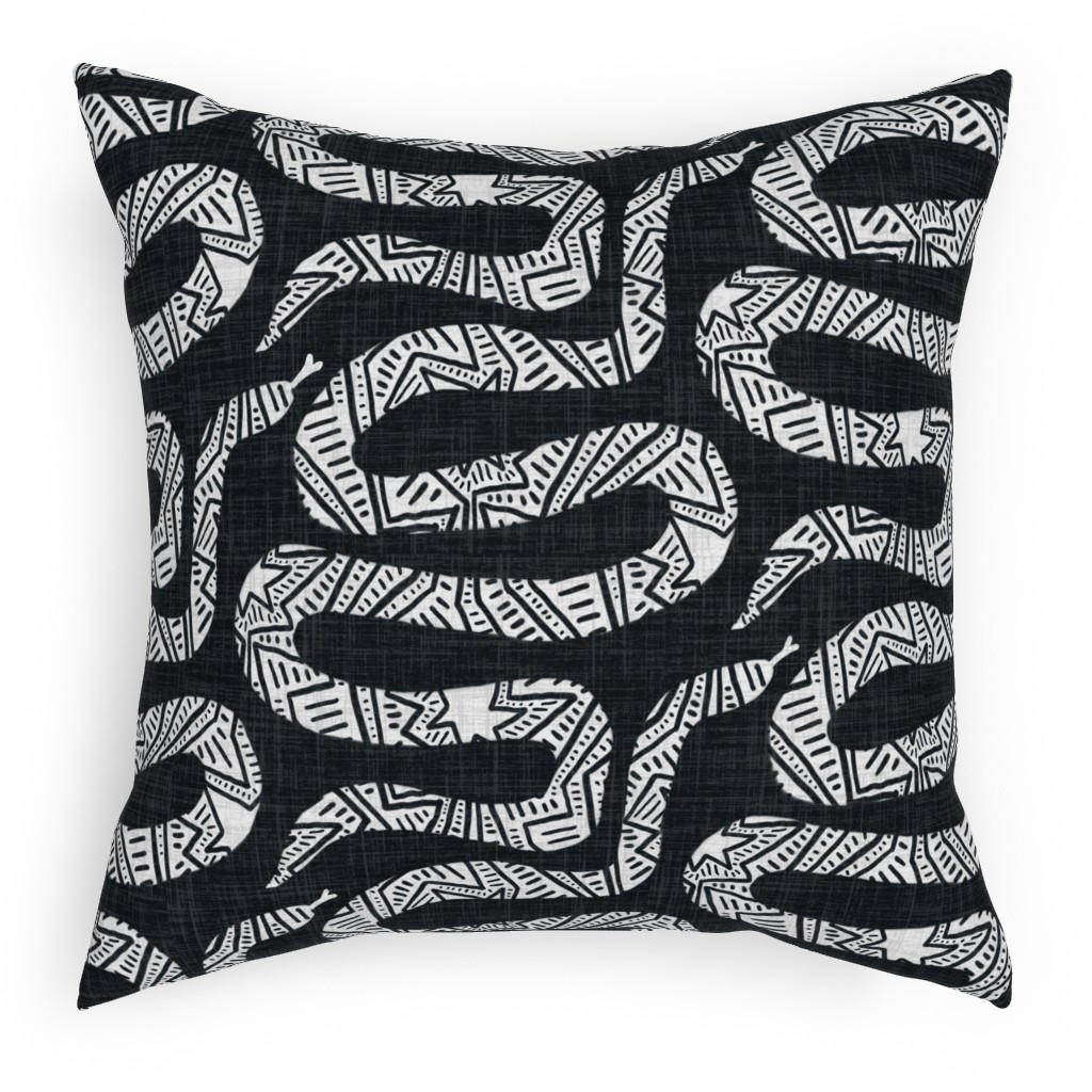 Snake Study - Black Pillow, Woven, Black, 18x18, Single Sided, Black, Black