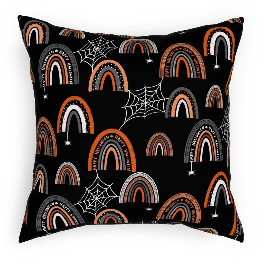 Halloween Rainbows Pillow, Woven, Black, 18x18, Single Sided, Black, Black