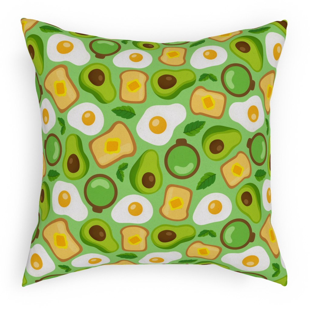 Deconstructed Avocado Toast - Green Pillow, Woven, Black, 18x18, Single Sided, Green, Classic Green