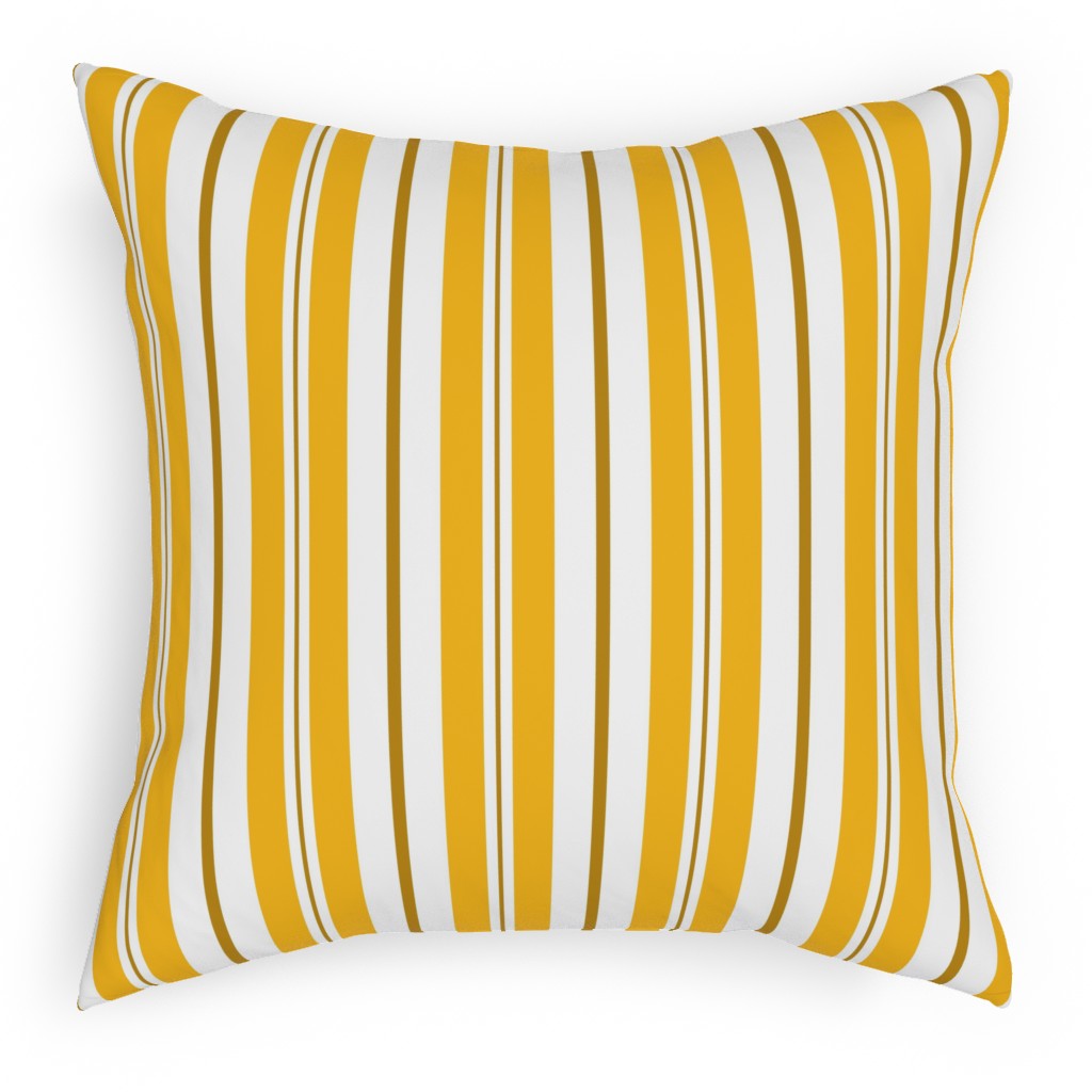 Gold White and Brown Stripes Pillow, Woven, Black, 18x18, Single Sided, Yellow