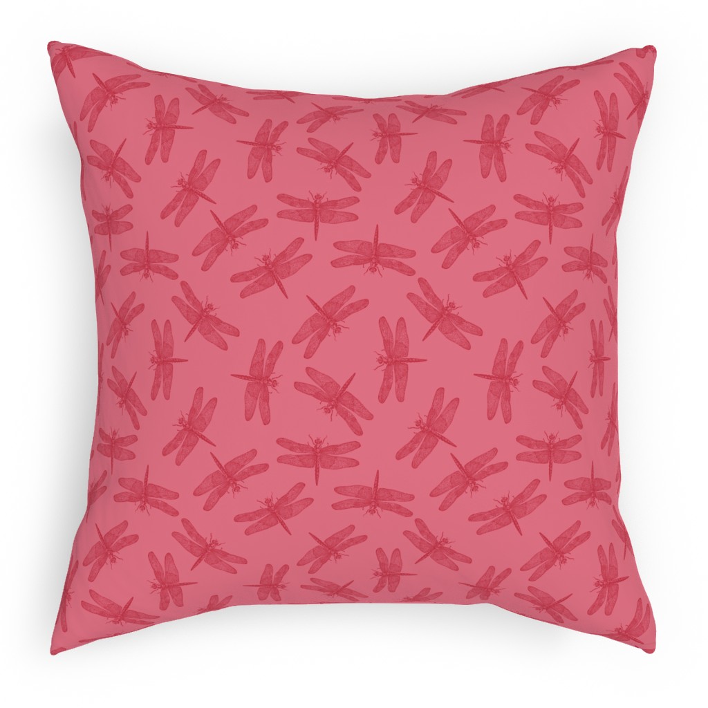 Vintage Dragonfly - Pink Pillow, Woven, Black, 18x18, Single Sided, Pink, Bright Pink