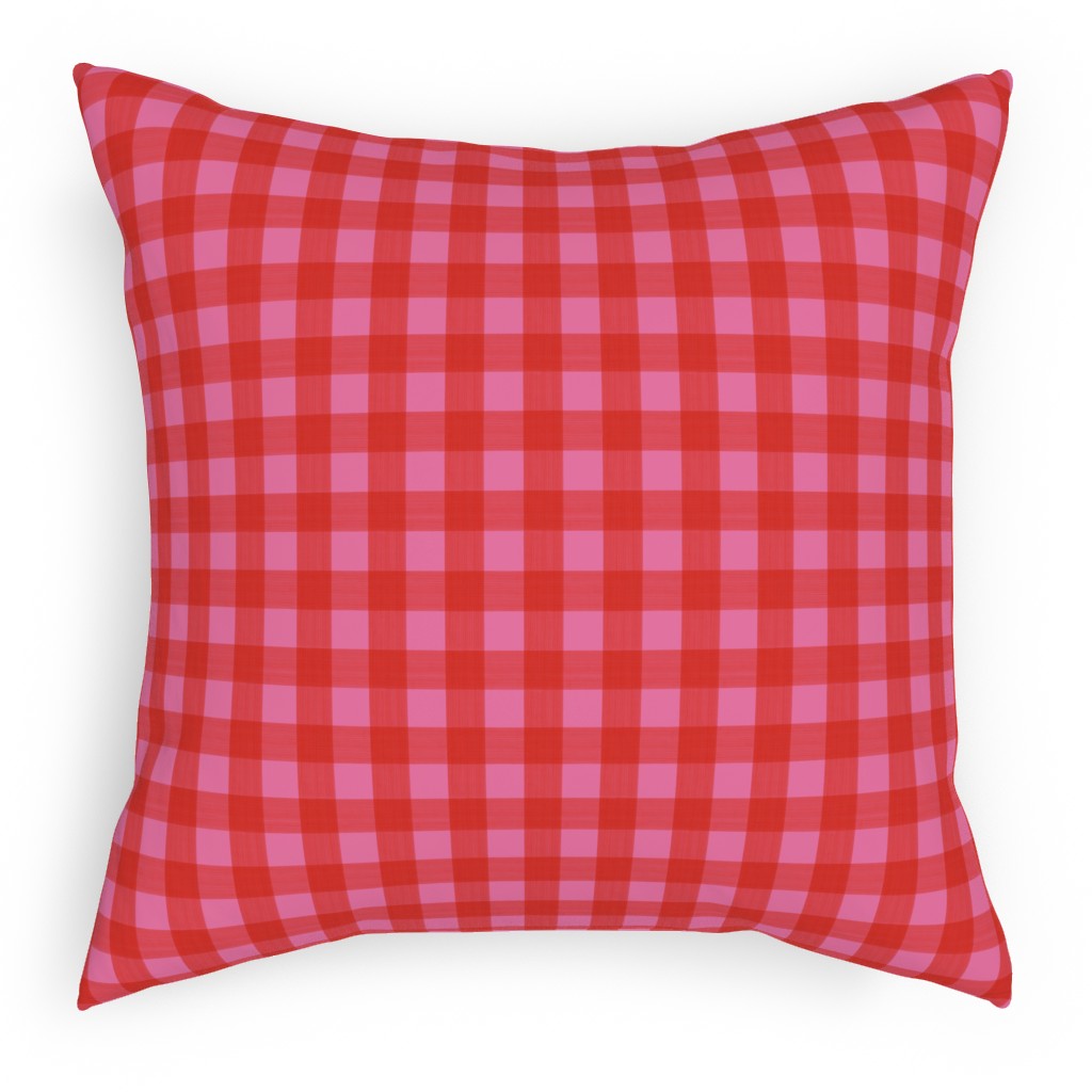 Valentine Buffalo Plaid Pillow, Woven, Black, 18x18, Single Sided, Pink