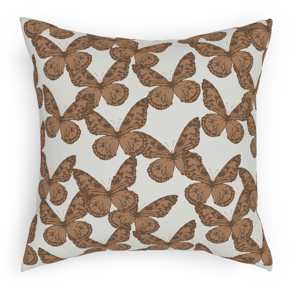 Butterfly Pillow, Woven, Black, 18x18, Single Sided, Brown