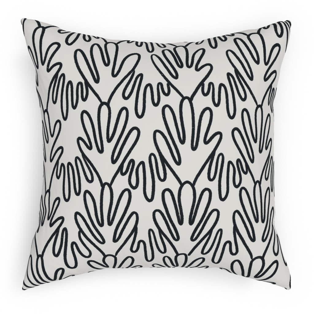Wavy Lines - Black on White Pillow, Woven, Black, 18x18, Single Sided, White, White