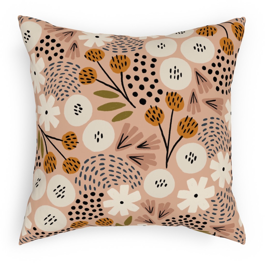 Phyllis - Pink Pillow, Woven, Black, 18x18, Single Sided, Pink