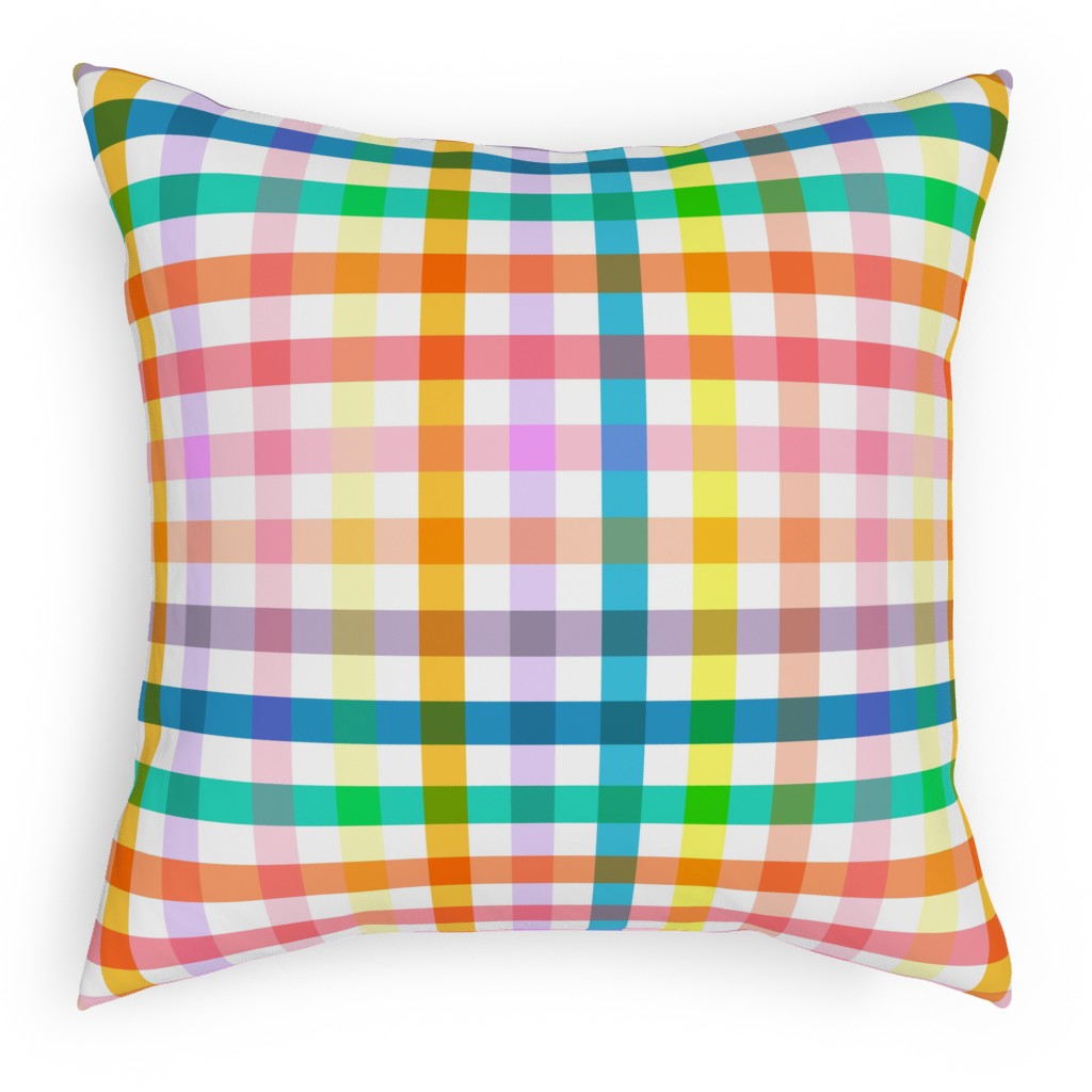 Summer Joyful Picnic Gingham - Multi Pillow, Woven, Black, 18x18, Single Sided, Multicolor