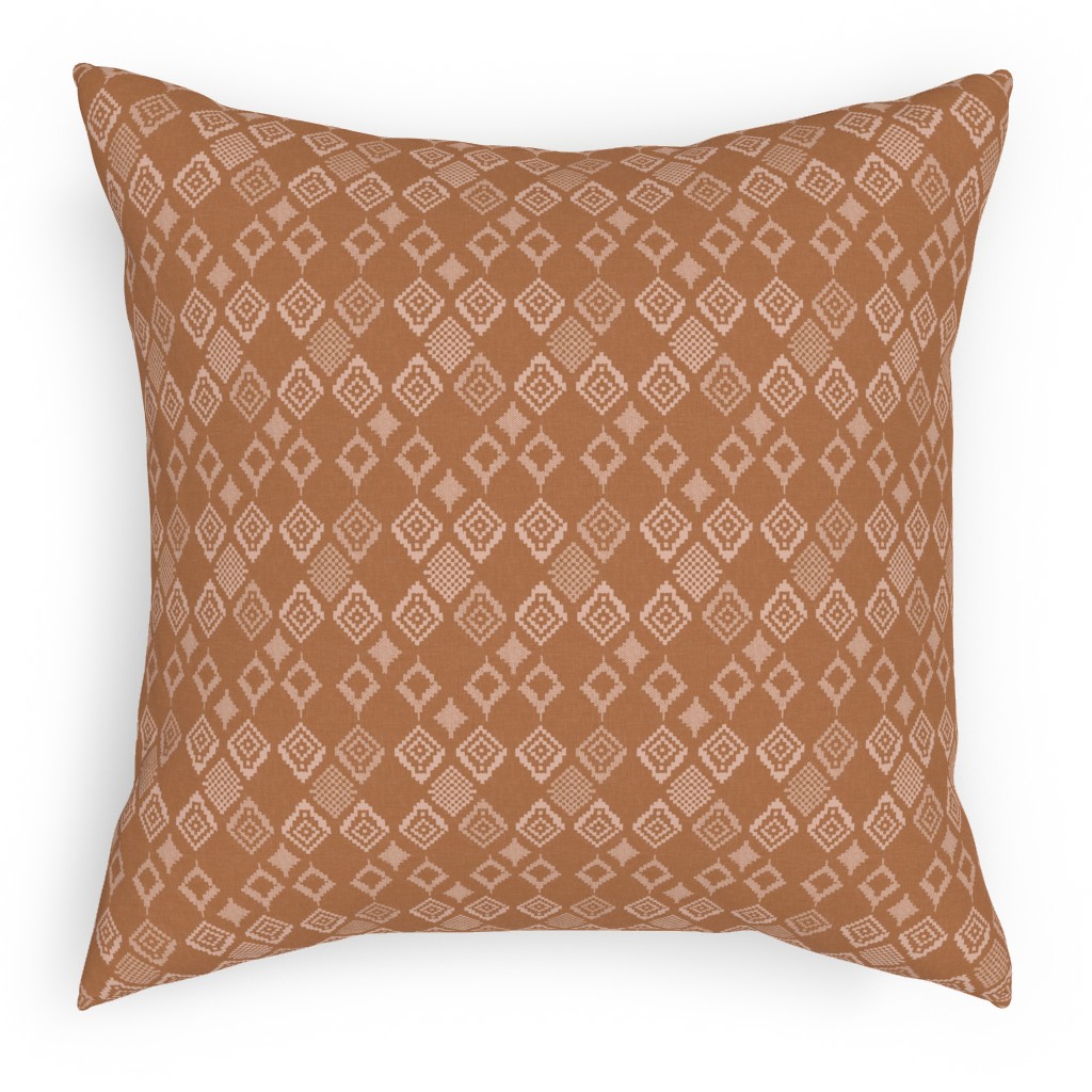 Boho Fair Isle - Rust Pillow, Woven, Black, 18x18, Single Sided, Orange, Orange
