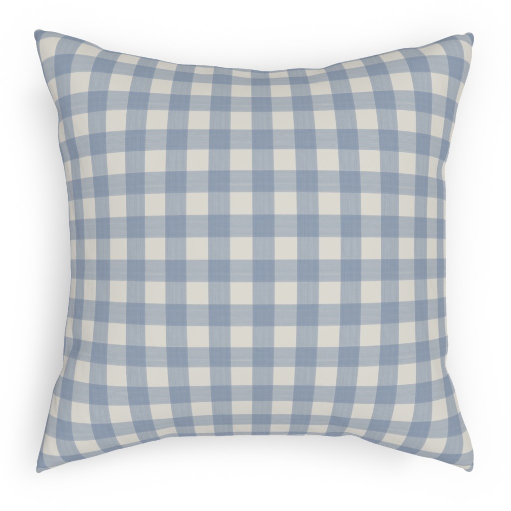 Buffalo Plaid - Soft Blue & Cream Pillow, Woven, Black, 18x18, Single Sided, Blue, True Blue