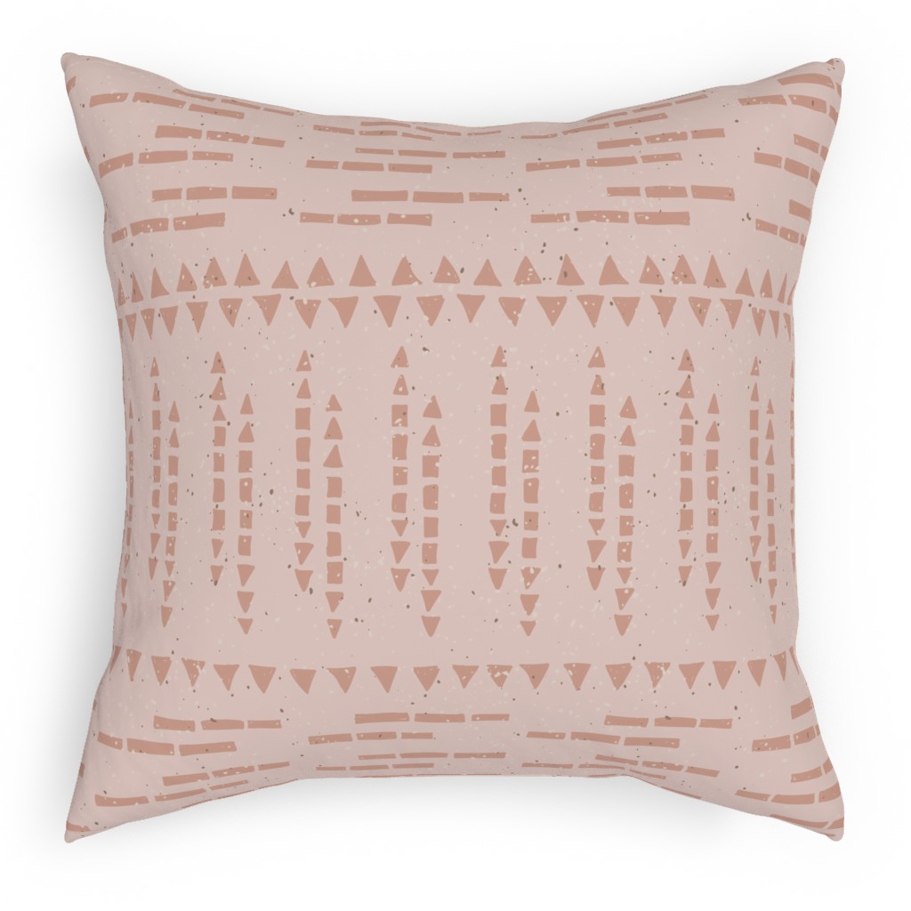 Boho Tribal Dashed Geometric - Pink Pillow, Woven, Black, 18x18, Single Sided, Pink