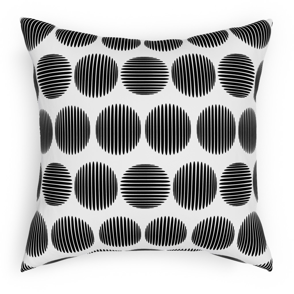 Tossed Spheres - Black and White Pillow, Woven, Black, 18x18, Single Sided, Black