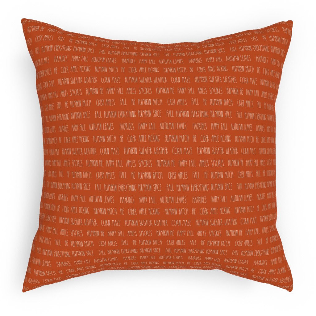 Fall Typography - Orange Pillow, Woven, Black, 18x18, Single Sided, Orange
