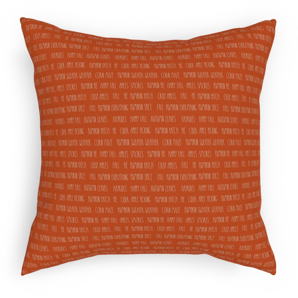 Fall Typography - Orange Pillow, Woven, Black, 18x18, Single Sided, Orange, Orange