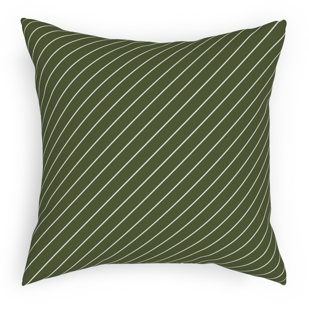 Diagonal Stripes - Pine Green Pillow, Woven, Black, 18x18, Single Sided, Green