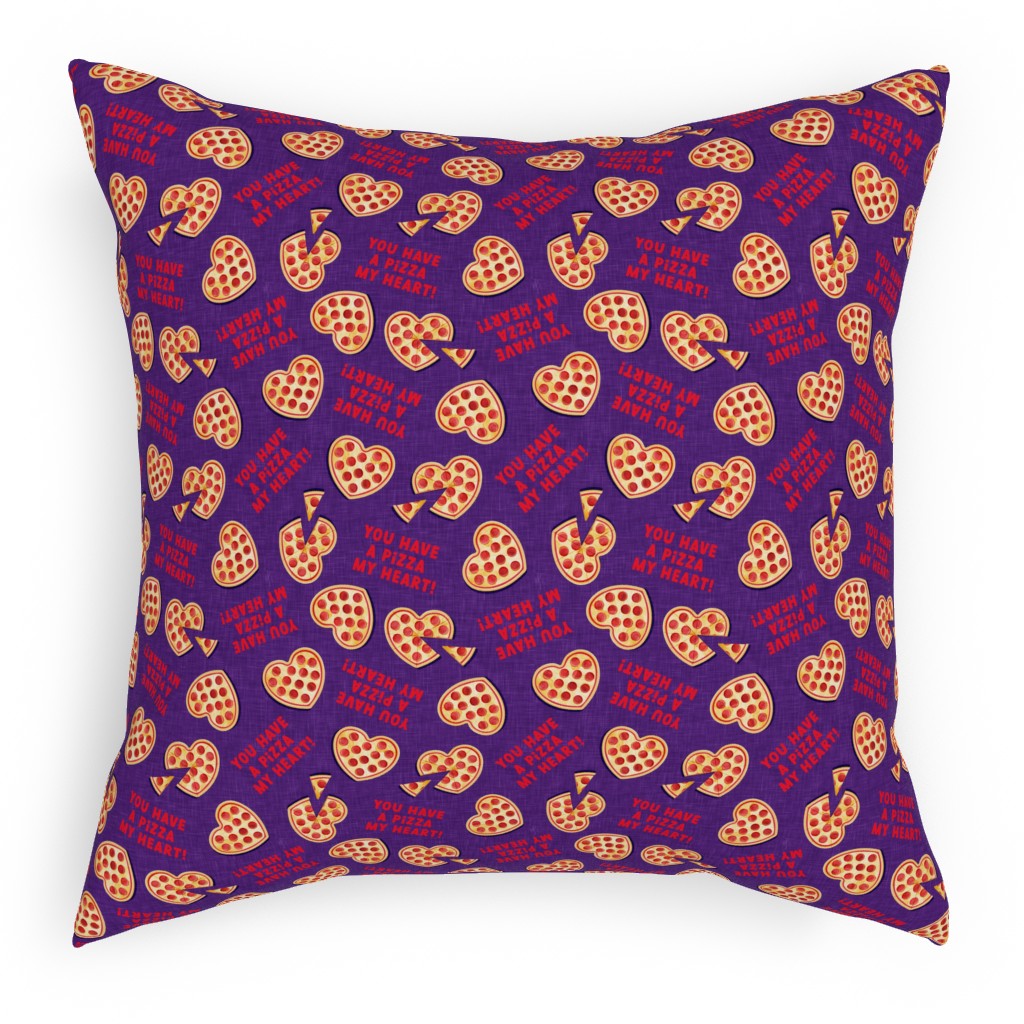 You Have a Pizza My Heart Pillow, Woven, Black, 18x18, Single Sided, Purple, Purple