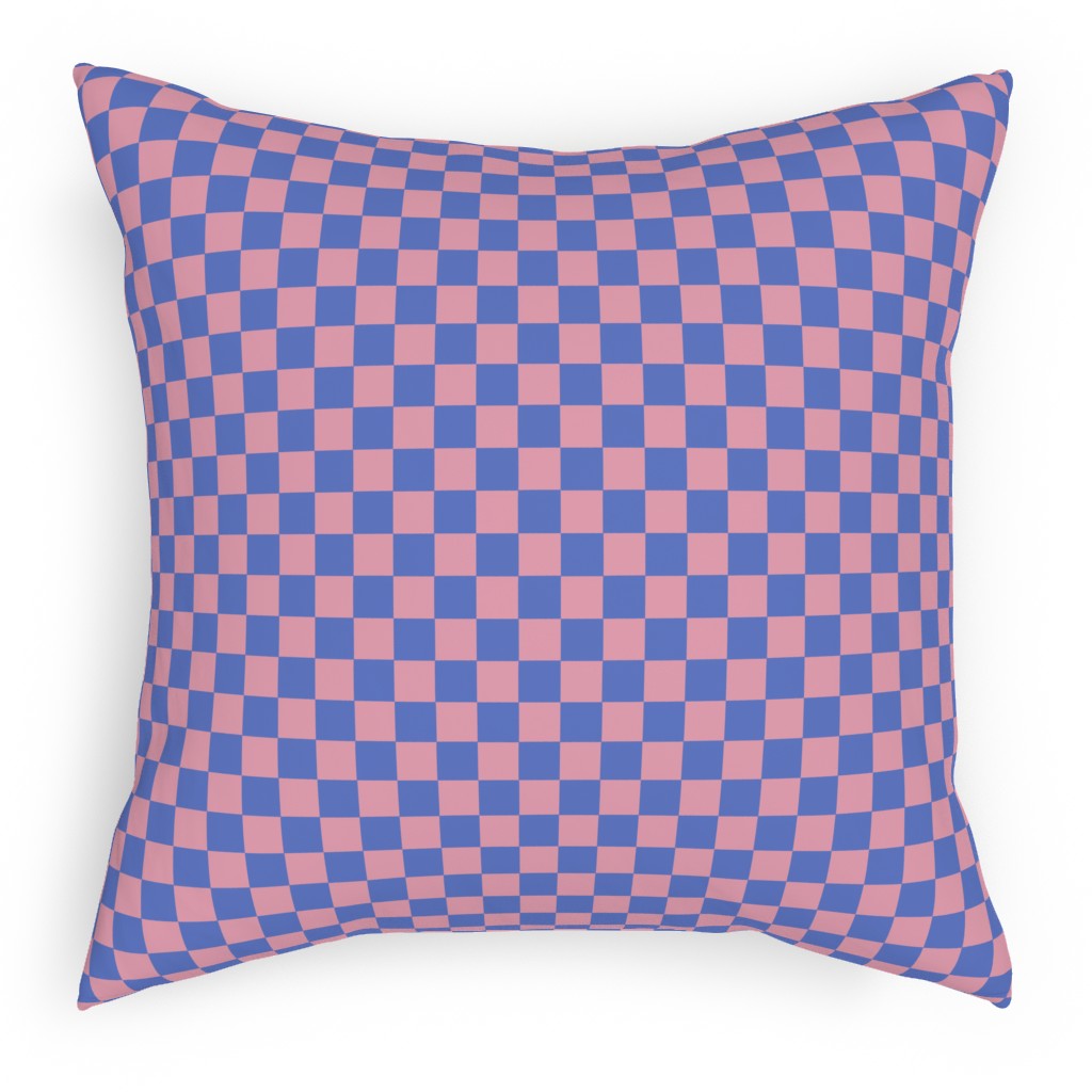 Fun Checkers - Pink and Purple Pillow, Woven, Black, 18x18, Single Sided, Pink, Bright Pink