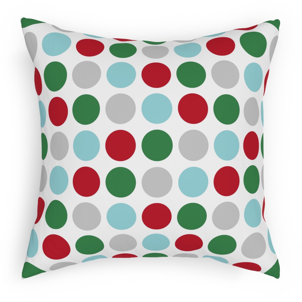 Christmas Wish Polka Dots - Multi Pillow, Woven, Black, 18x18, Single Sided, Multicolor