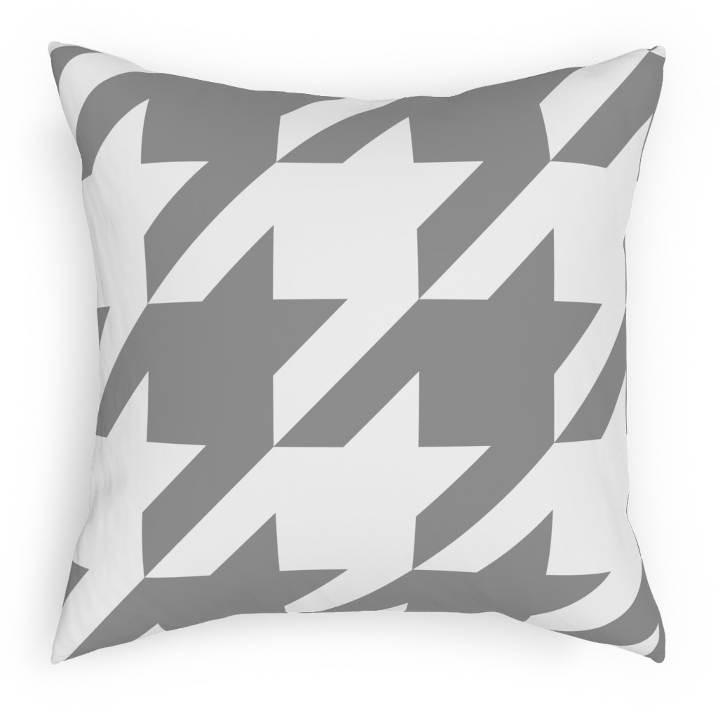 Modern Houndstooth Check - Grey and White Pillow, Woven, Black, 18x18, Single Sided, Gray