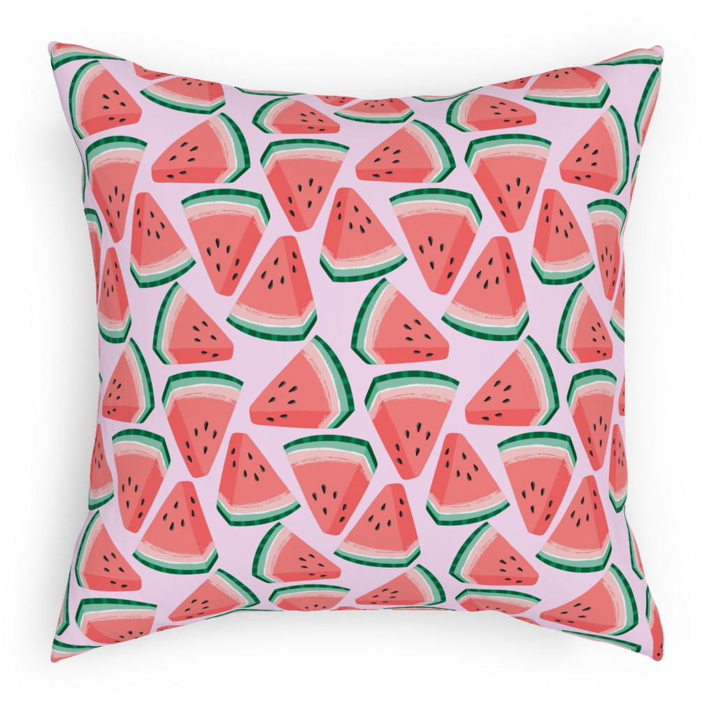 Watercolor - Pink Pillow, Woven, Black, 18x18, Single Sided, Pink, Bright Pink