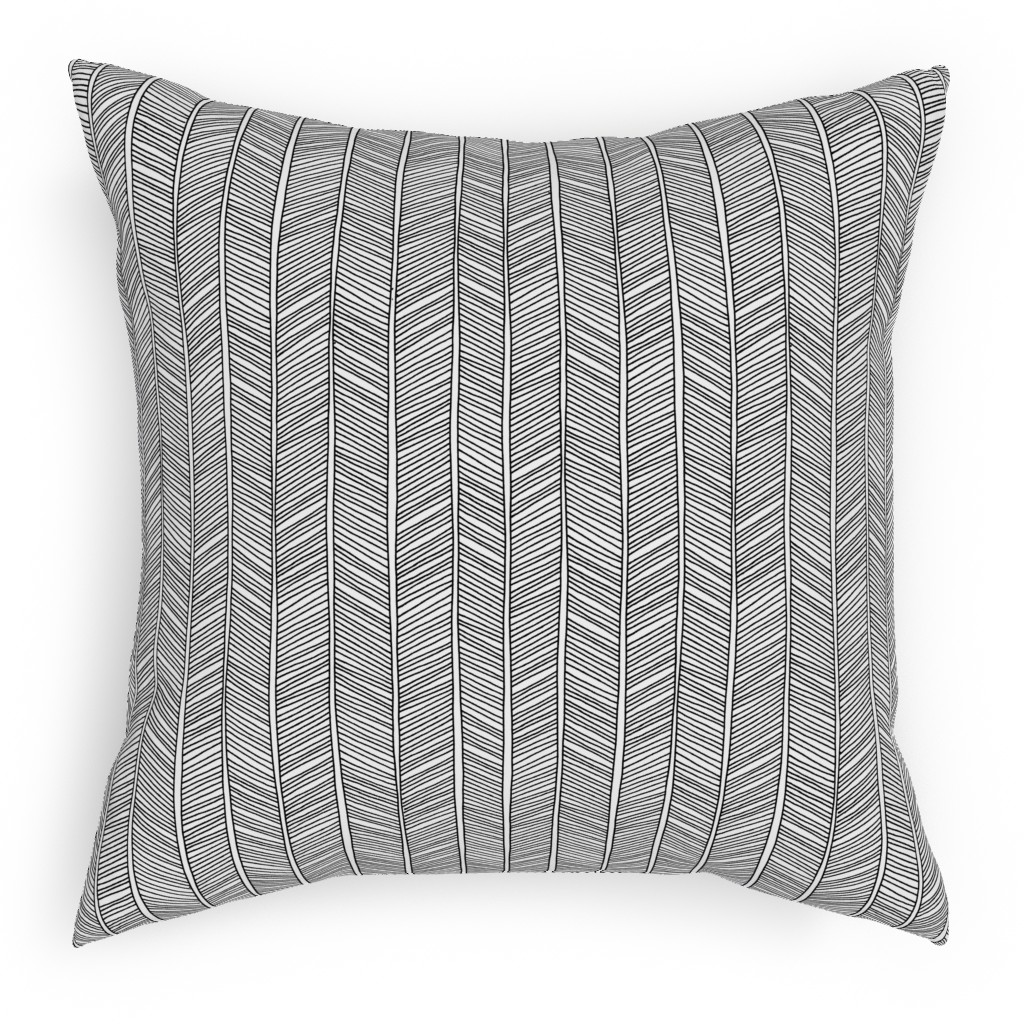 Vines + Lines - Neutral Pillow, Woven, Black, 18x18, Single Sided, Black, Black