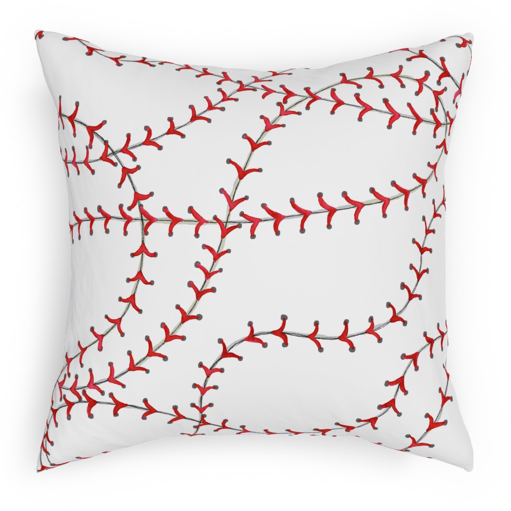 Baseball Seams Pillow, Woven, Black, 18x18, Single Sided, White, White