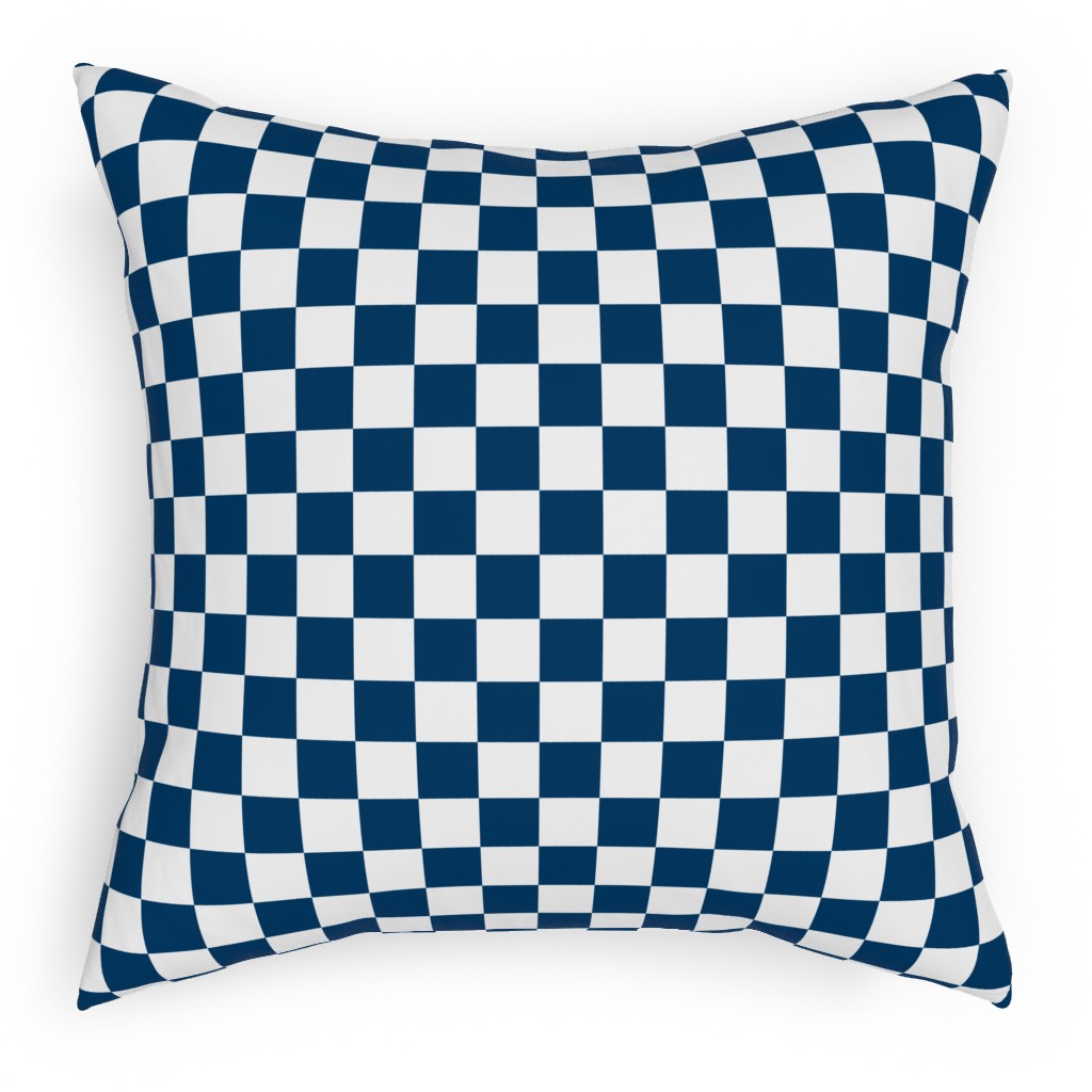 Wonderland Checkerboard - Lonely Angel Blue & White Pillow, Woven, Black, 18x18, Single Sided, Blue