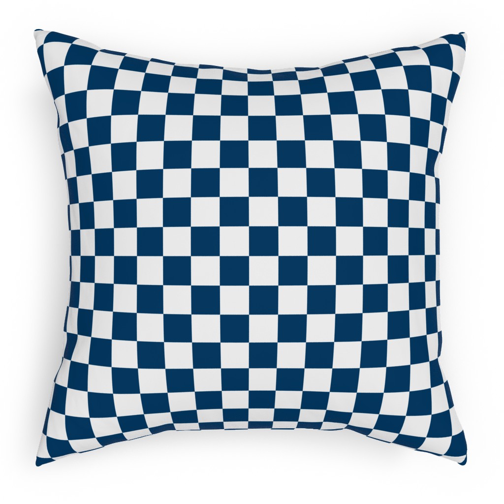 Wonderland Checkerboard - Lonely Angel Blue & White Pillow, Woven, Black, 18x18, Single Sided, Blue, True Blue