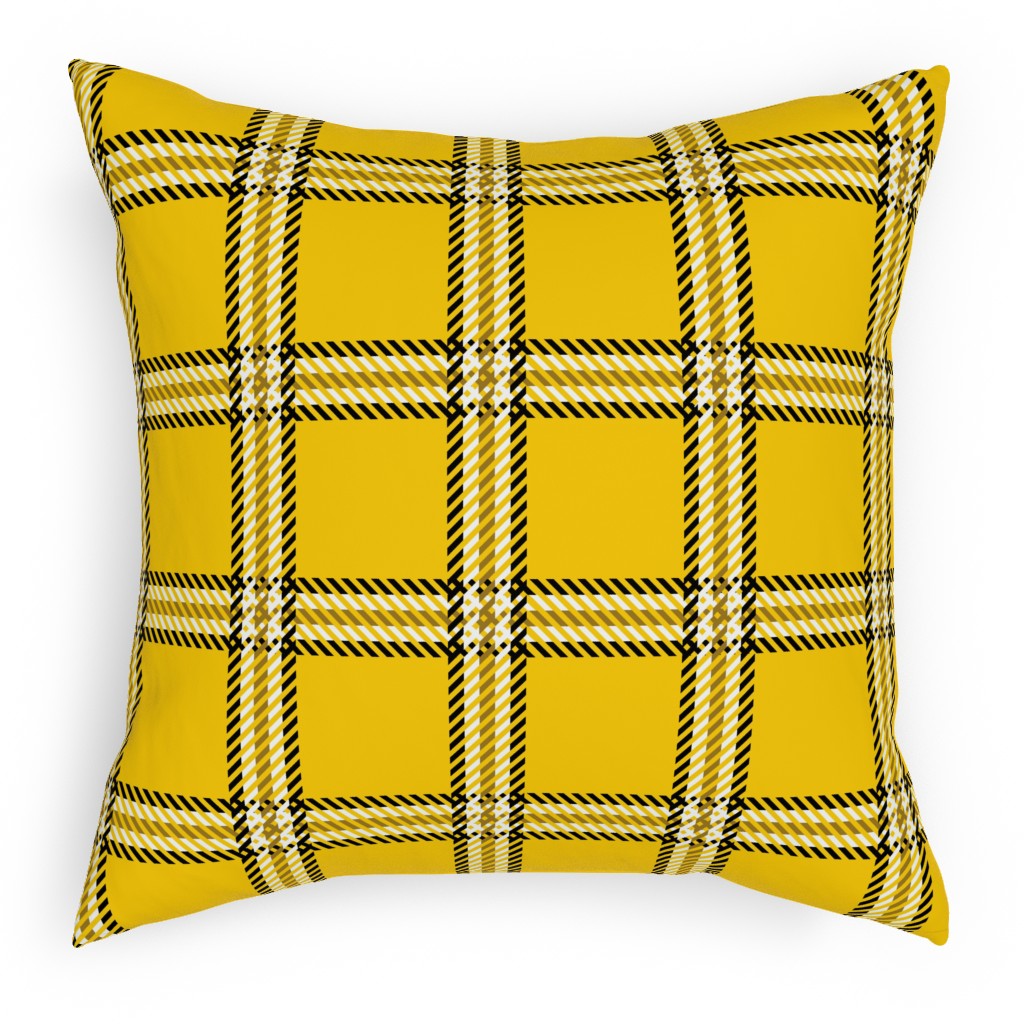 Cher's Plaid Pillow, Woven, Black, 18x18, Single Sided, Yellow