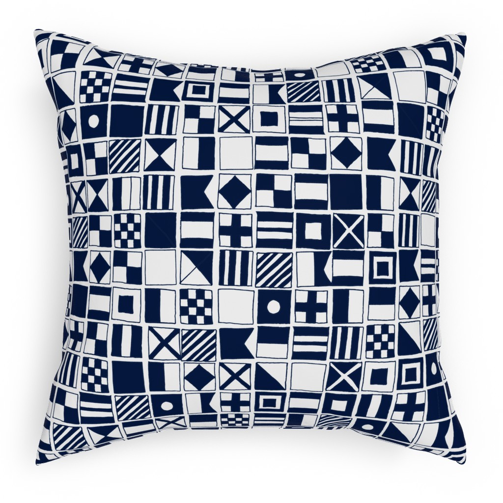 Sailing Flags - Navy Blue Pillow, Woven, Black, 18x18, Single Sided, Blue