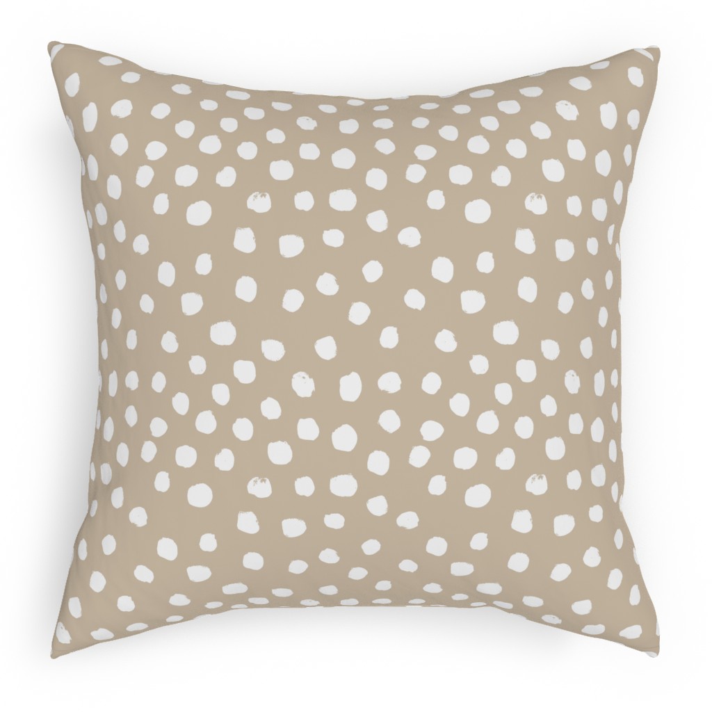 Soft Painted Dots Pillow, Woven, Black, 18x18, Single Sided, Beige