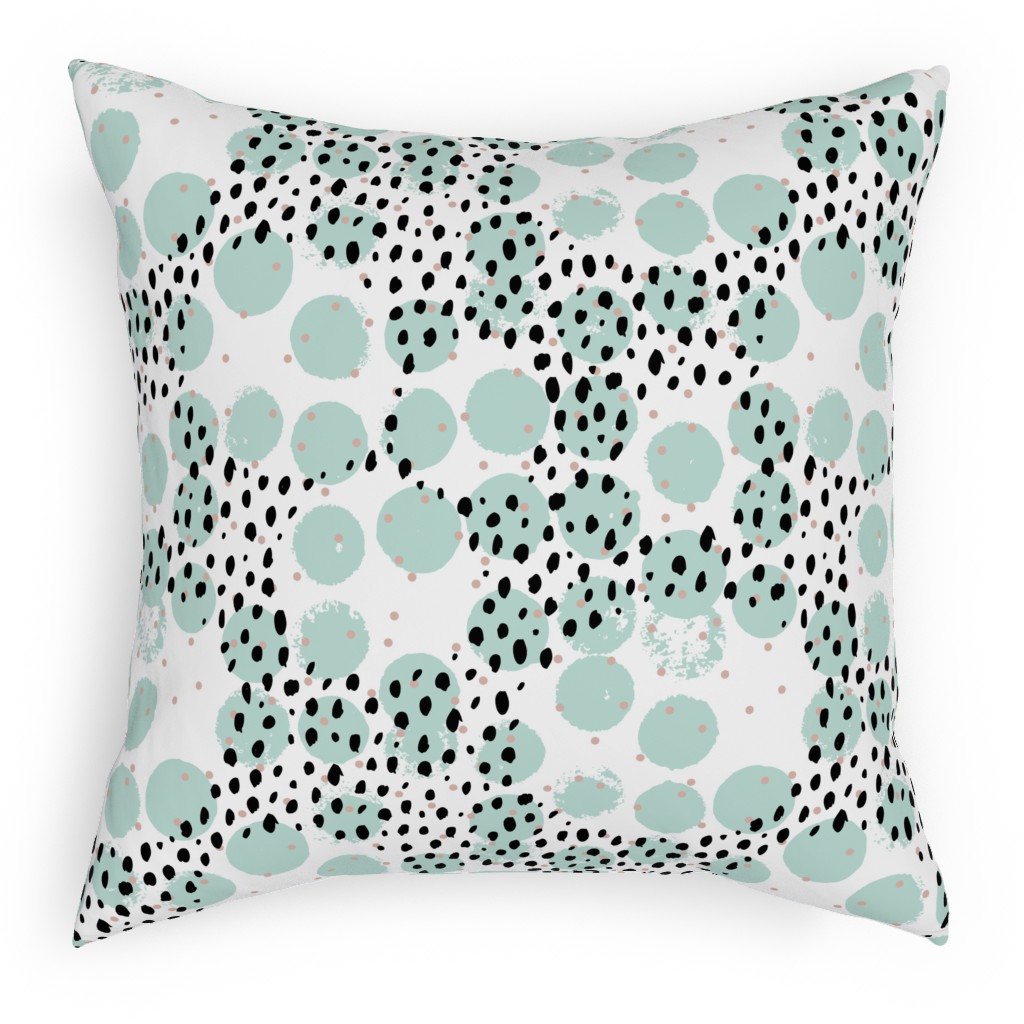 Abstract Rain - Green Pillow, Woven, Black, 18x18, Single Sided, Green