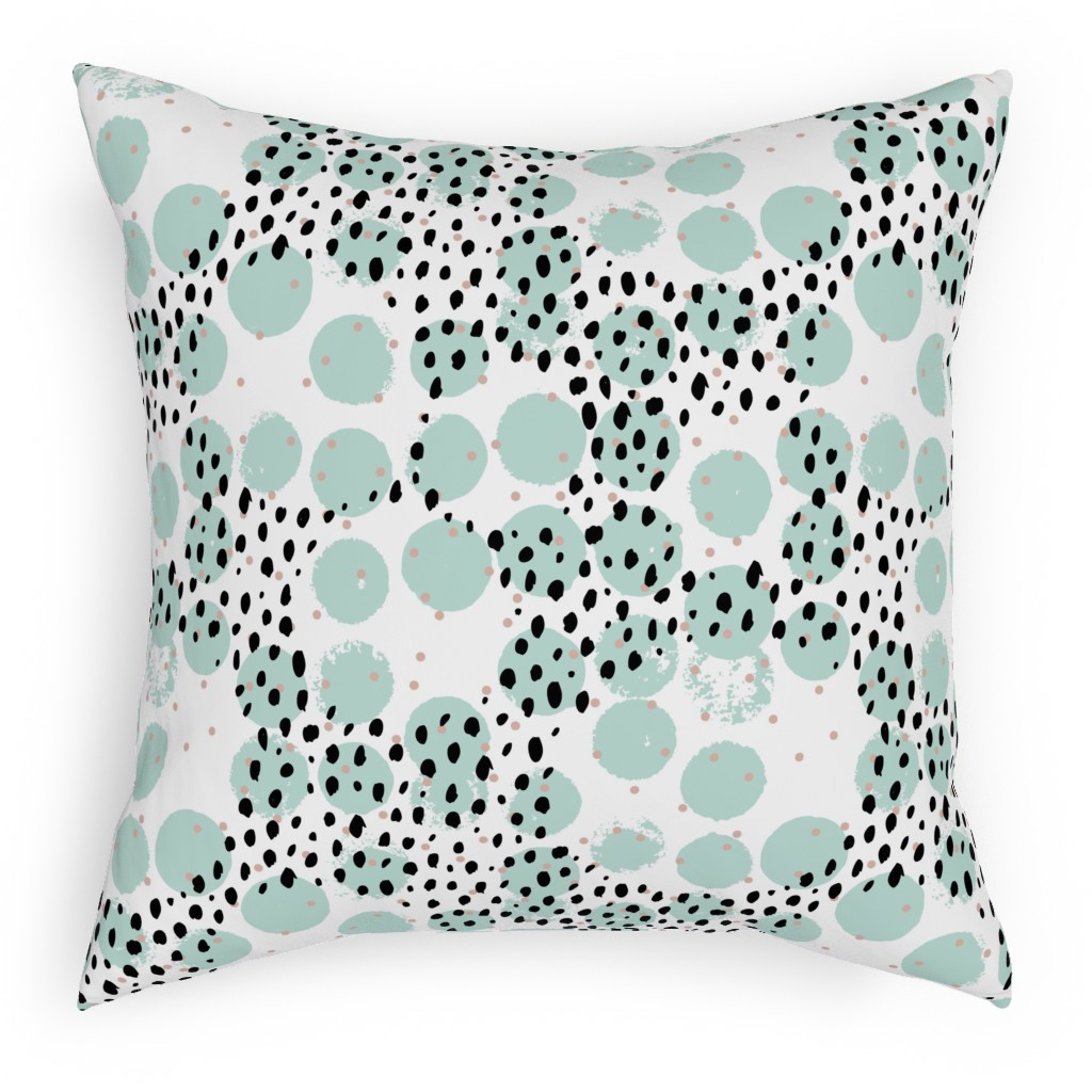 Abstract Rain - Green Pillow, Woven, Black, 18x18, Single Sided, Green, Classic Green