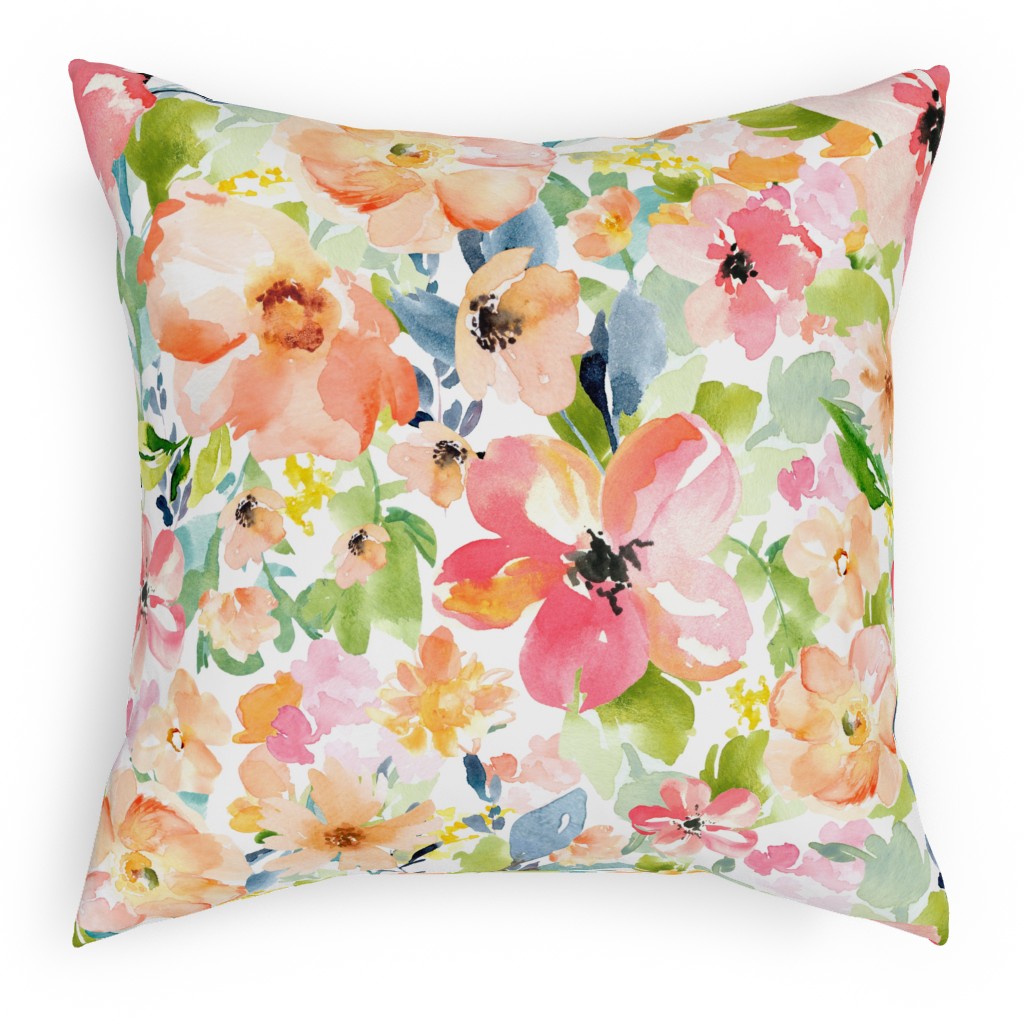 Floral Love Print Pillow, Woven, Black, 18x18, Single Sided, Multicolor