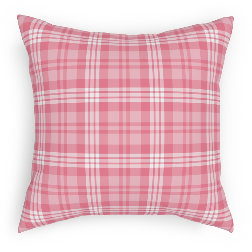 Plaid Pattern Pillow, Woven, Black, 18x18, Single Sided, Pink, Penelope