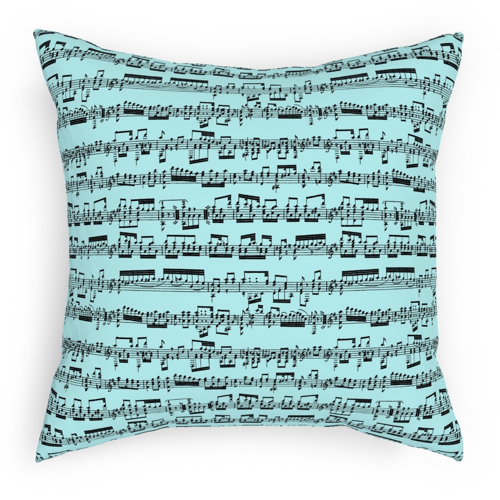 Sheet Music Pillow, Woven, Black, 18x18, Single Sided, Blue, Boardwalk