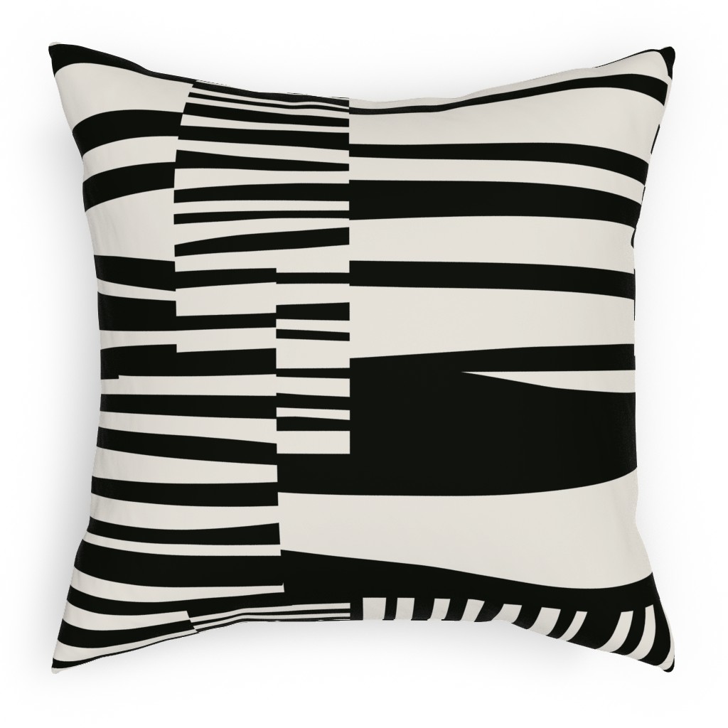 Twiggy Stripes Pillow, Woven, Black, 18x18, Single Sided, Black
