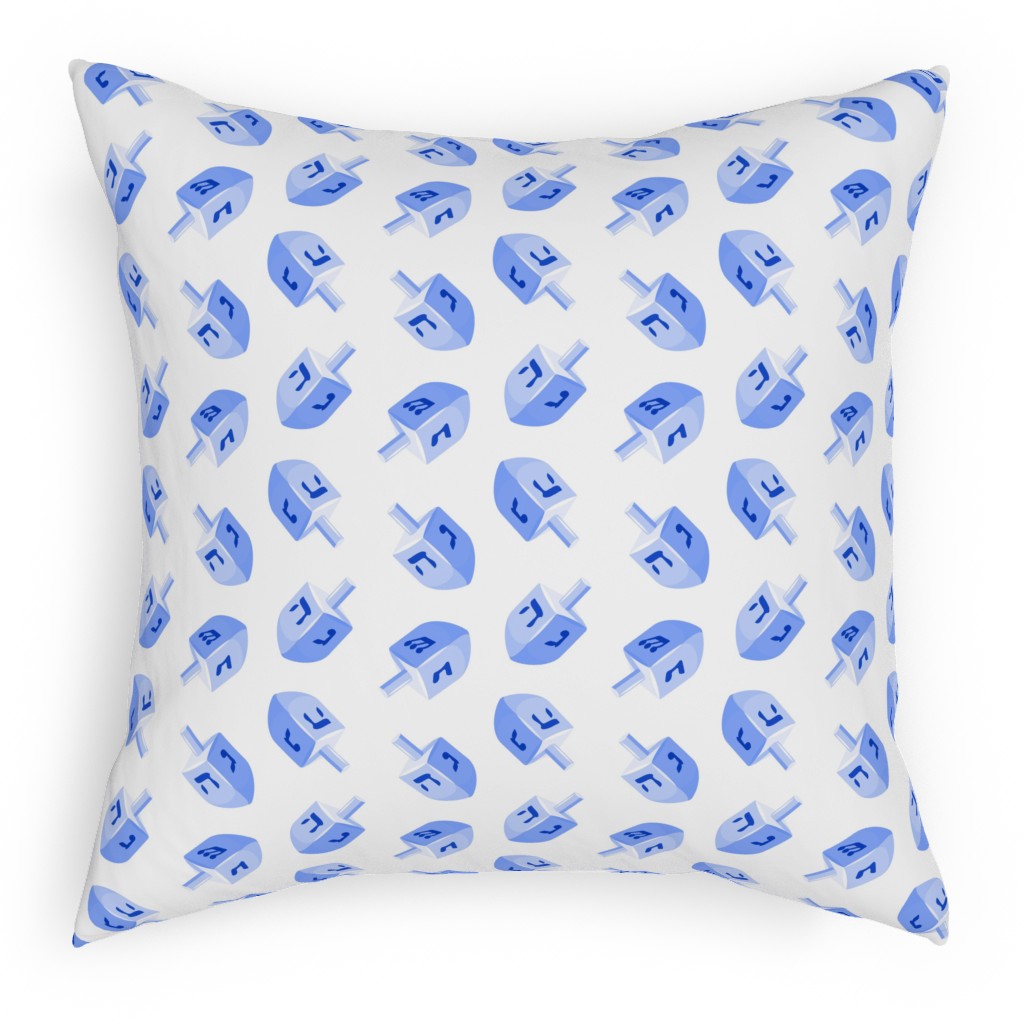 Dreidels Pillow, Woven, Black, 18x18, Single Sided, Blue