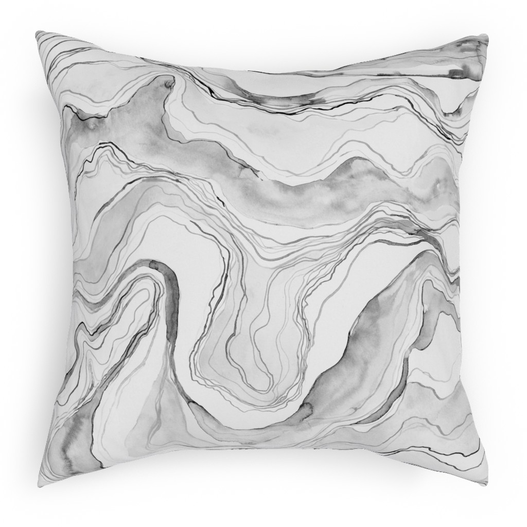 Watercolor Marble Pillow, Woven, Black, 18x18, Single Sided, Gray, Silver Lining