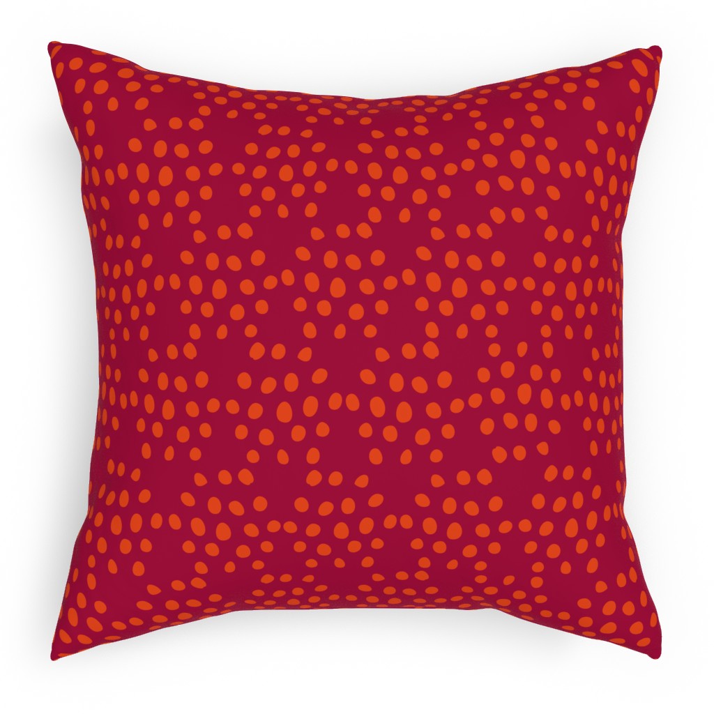 Hexagon Dots - Red and Orange Pillow, Woven, Black, 18x18, Single Sided, Red